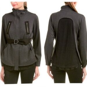 Cabi Love Carol New Size M Gray Black Belted Mesh Back Flight Moto Sporty Jacket